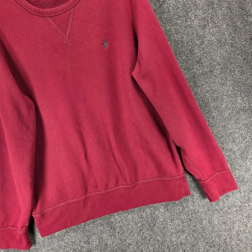 Polo Ralph Lauren‎ Fleece Pullover Sweatshirt Mens Large Red Cotton Blend Preppy